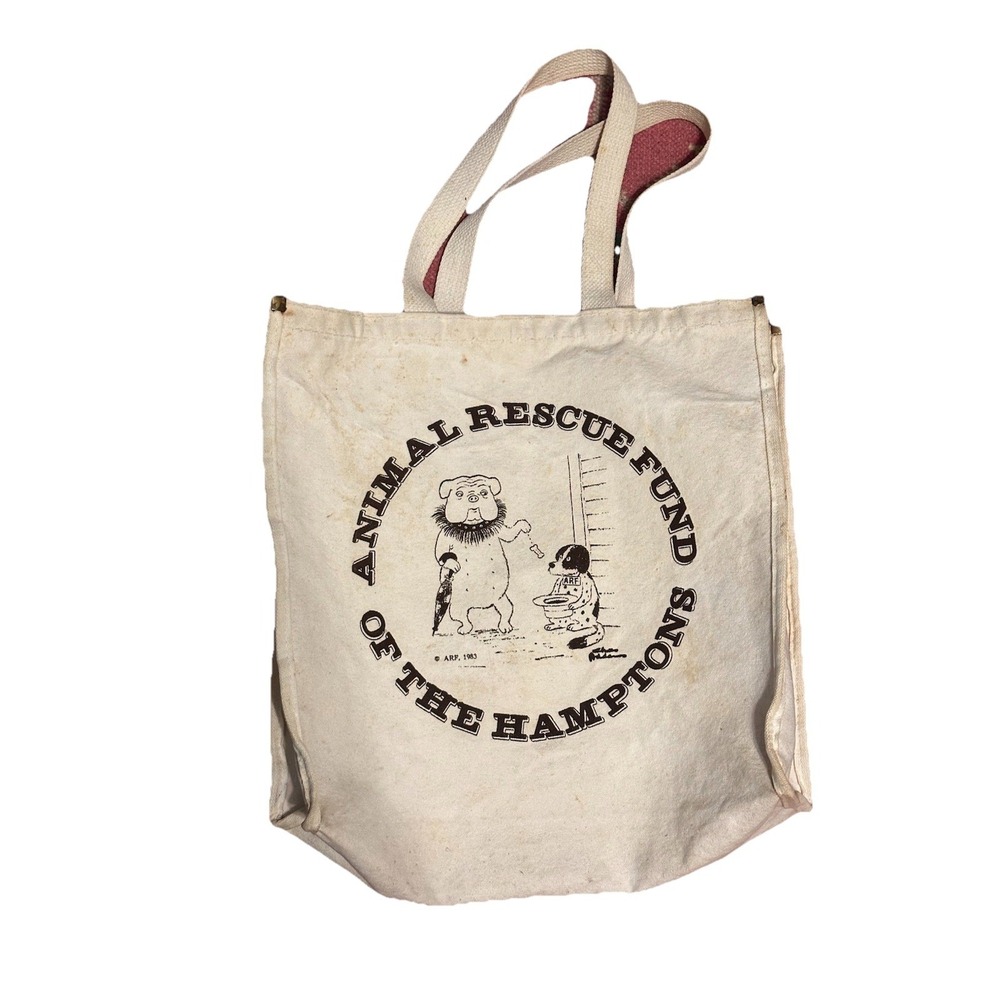 Vintage 1983 Animal Rescue Fund Hamptons Dog Canvas Tote Bag Easthampron
